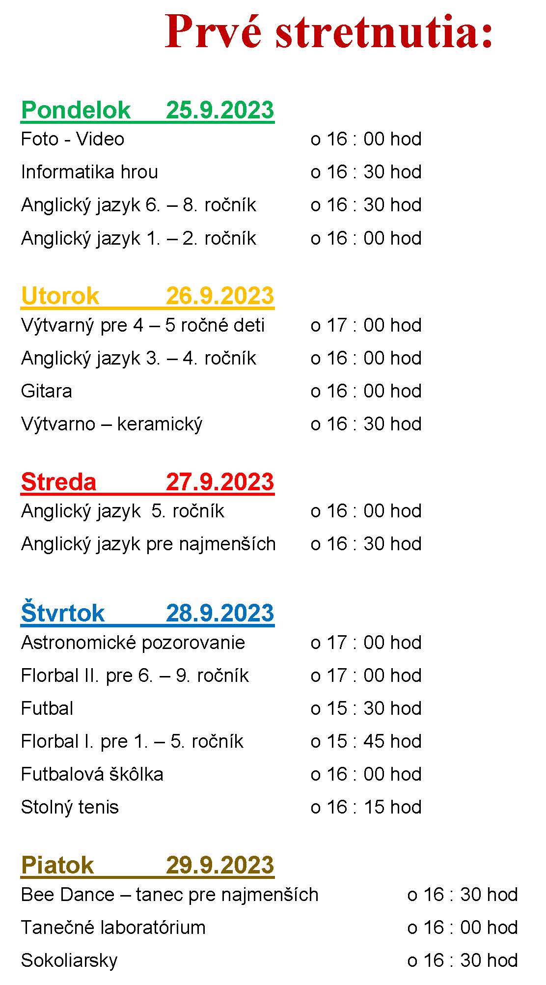 Prvé stretnutia 20232024